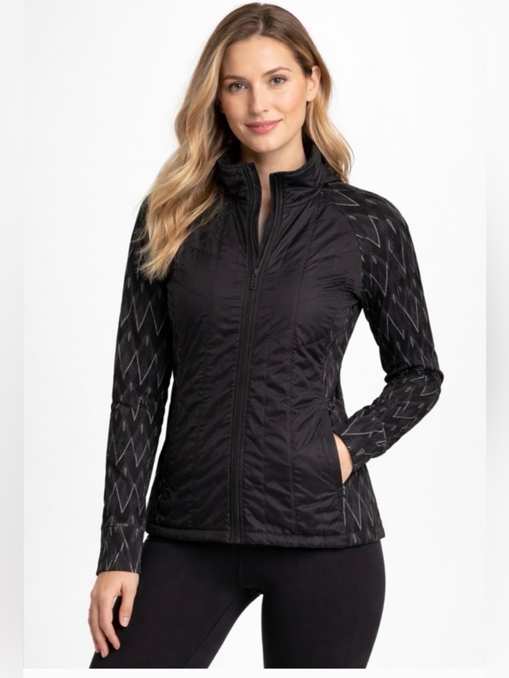 Smartwool Women's Smartloft 60 Jacket in Black with Patterned Sleeves SZ S